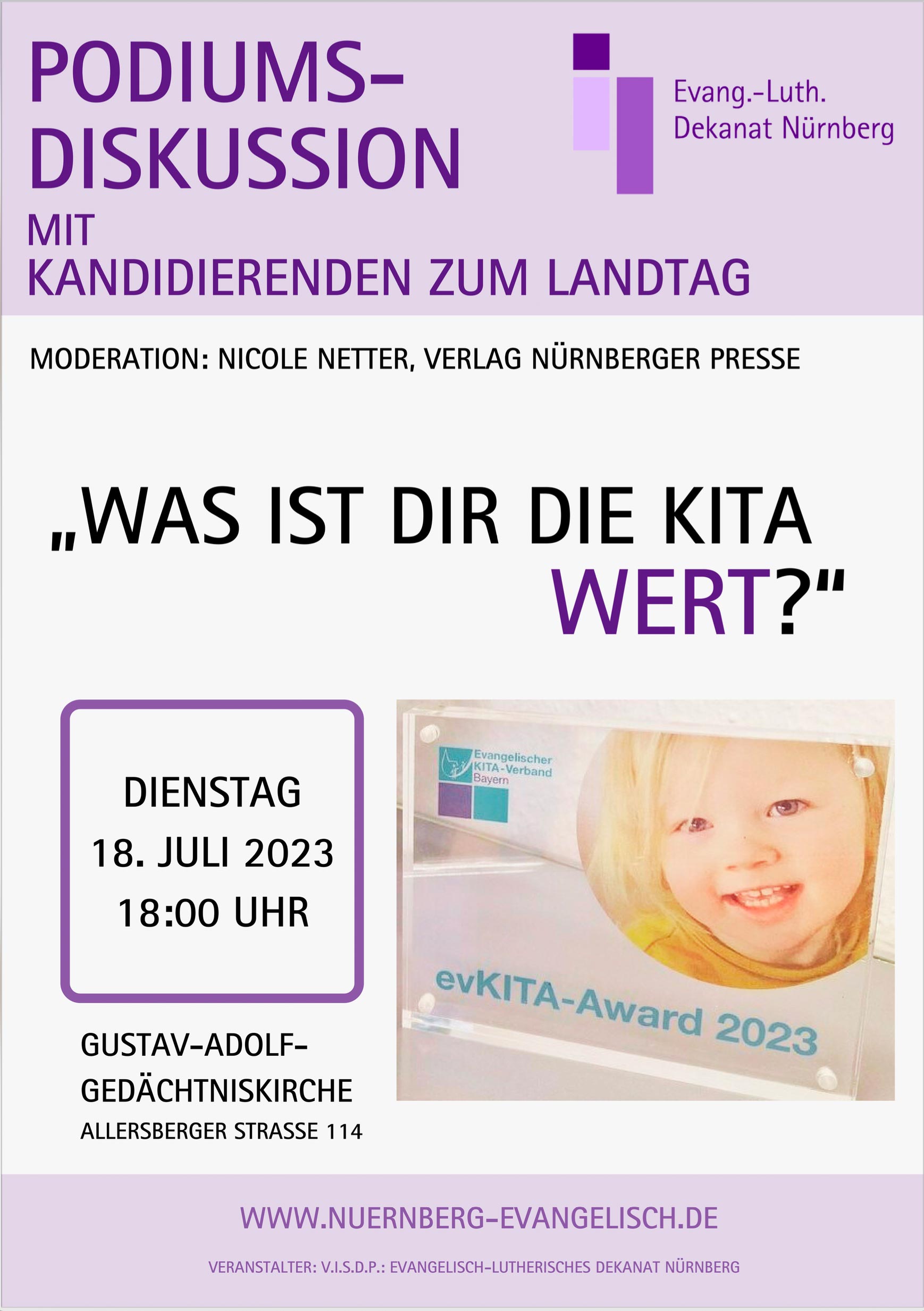 Plakat zur Podiumsdiskussion: Was ist dir die KiTa wert?